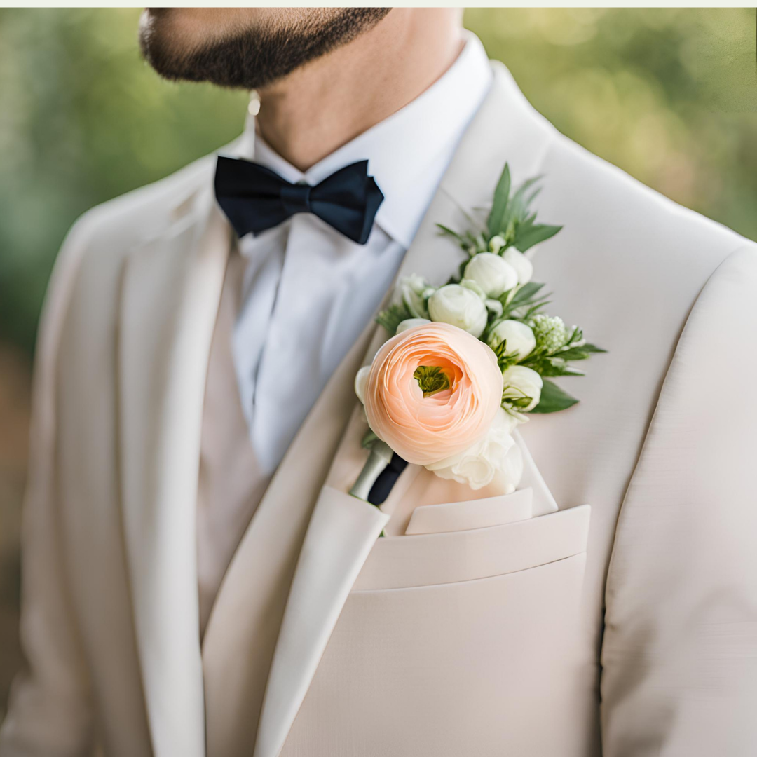 Custom Silk Bridal Bouquet Peach Serenade Bouquet and Boutonniere Set