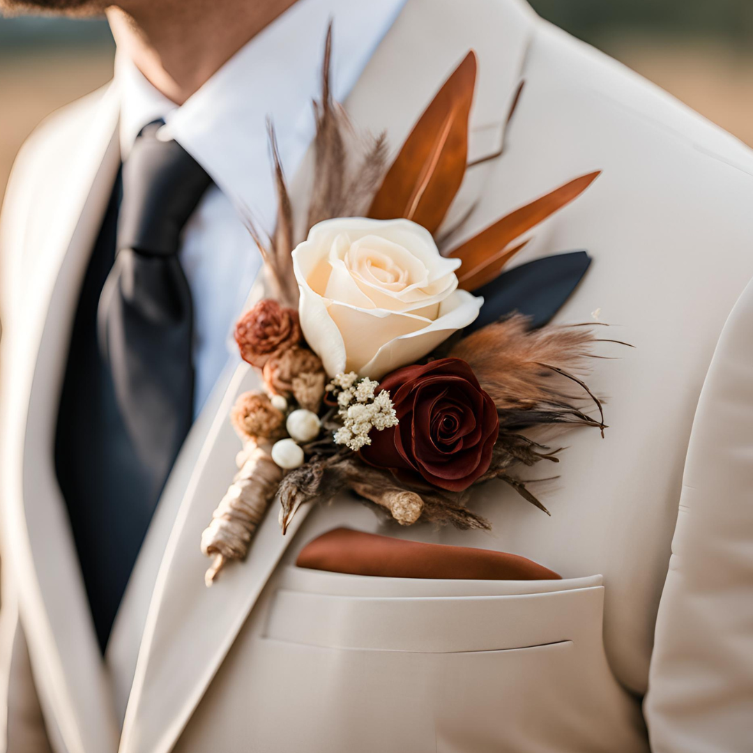 Silk & Dried Flower for Custom Bridal Bouquet & Boutonnière Set |  Autumn Equinox | Designer Choice