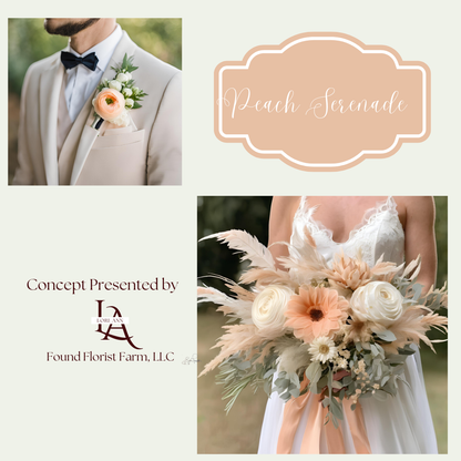 Custom Silk Bridal Bouquet Peach Serenade Bouquet and Boutonniere Set