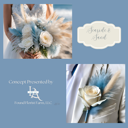 Custom Ocean Themed Luxury Silk Wedding Flowers for Bride and Groom