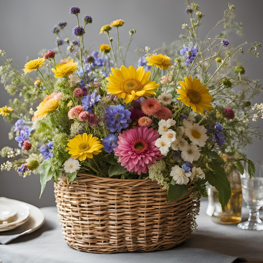 Summer Meadow Garden Basket of Flowers