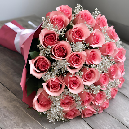 Wrapped PIZZAZ Roses Presentation Bouquet