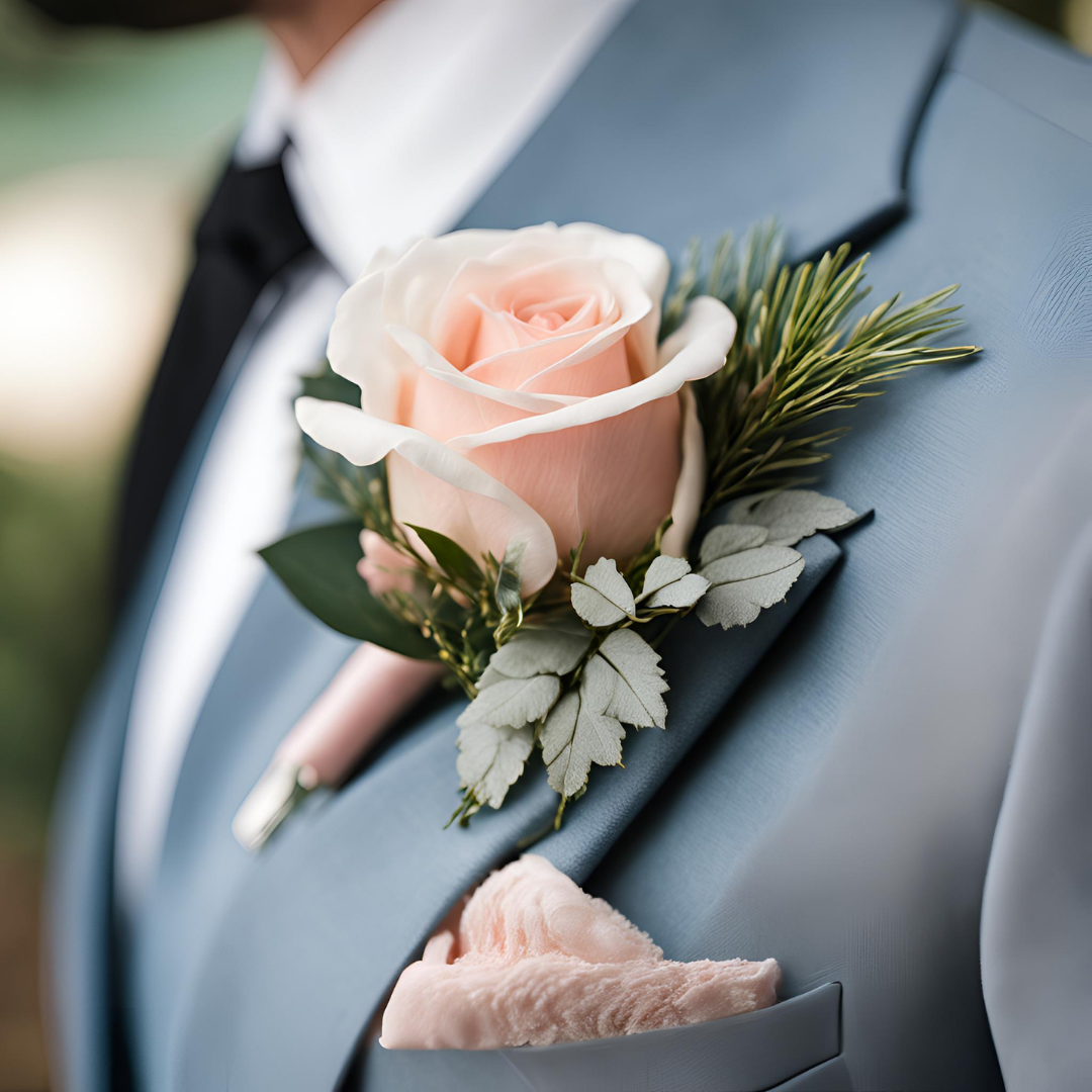 Custom Silk Victorian Winter Bridal Bouquet and Boutonnière Set | Designer Choice