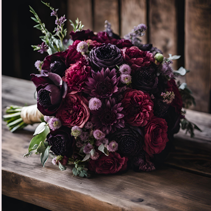 Custom Gothic Bridal Bouquet & Boutonnière Set