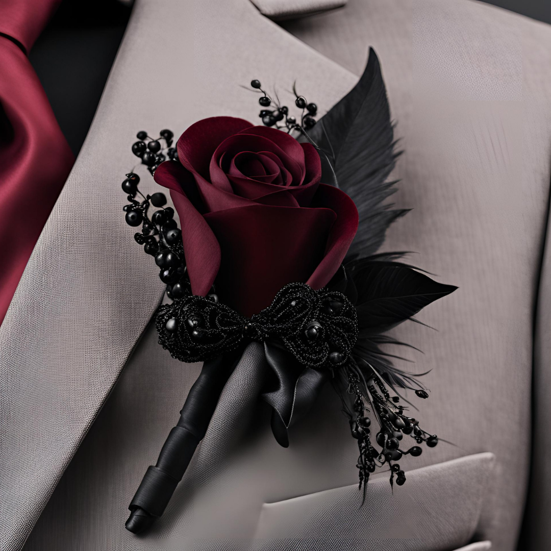 Custom Gothic Bridal Bouquet & Boutonnière Set