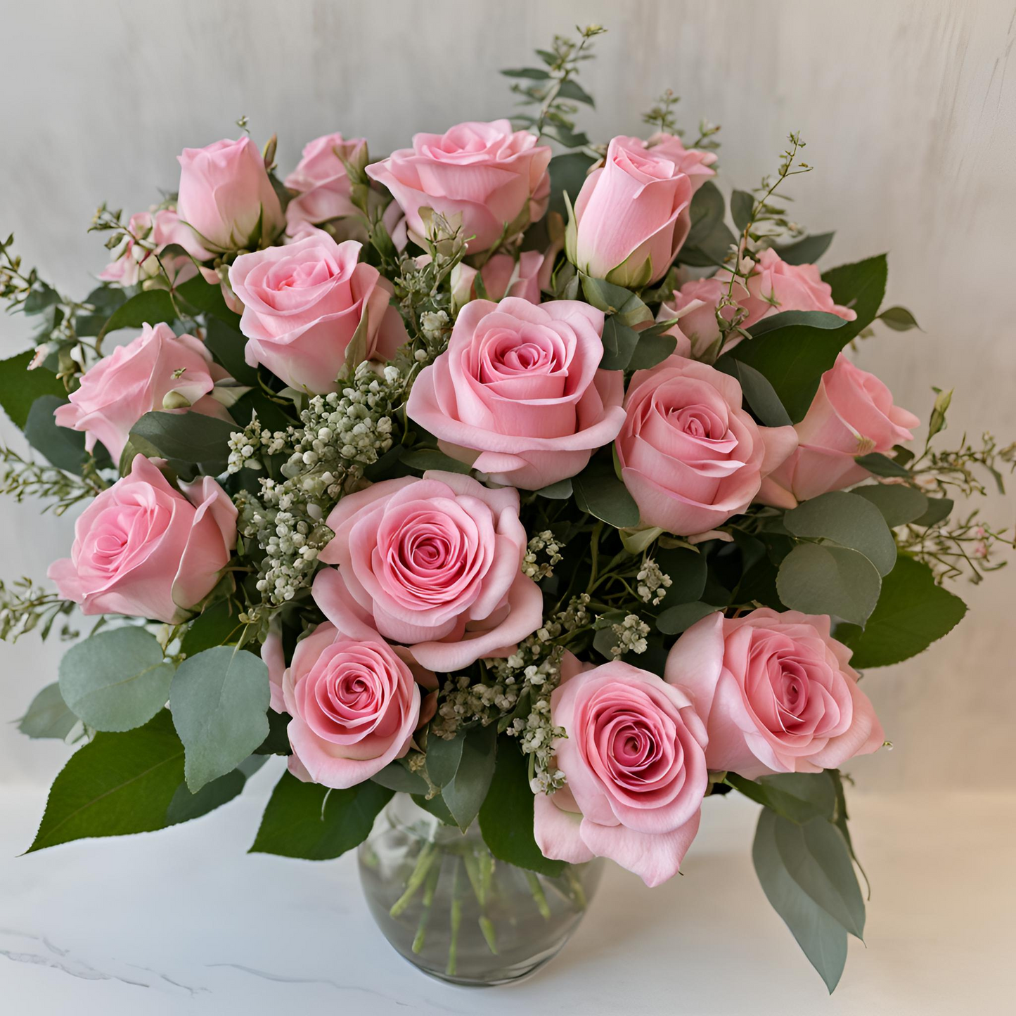 "Aromatic Blooms: Pink Roses  Flower Arrangement" Fresh