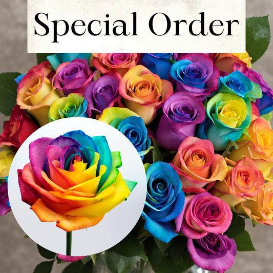 Rainbow Rose Vase Arrangement