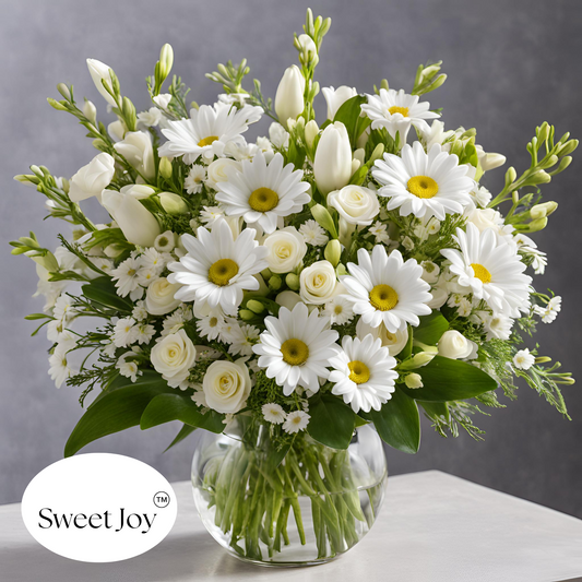 Sweet Joy Fragrant Freesia and Daisy Flower Arrangement