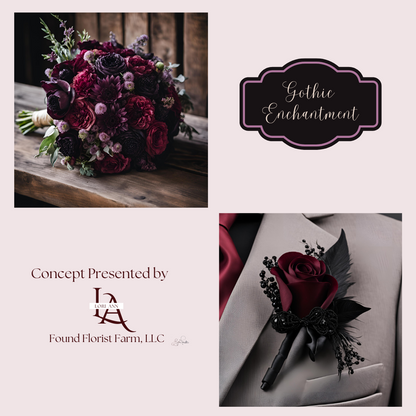 Custom Gothic Bridal Bouquet & Boutonnière Set