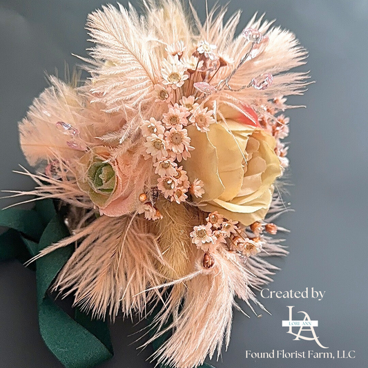 Wrist Corsage for Mother of the Bride | Billowing Soft Peach and Neutral Tones