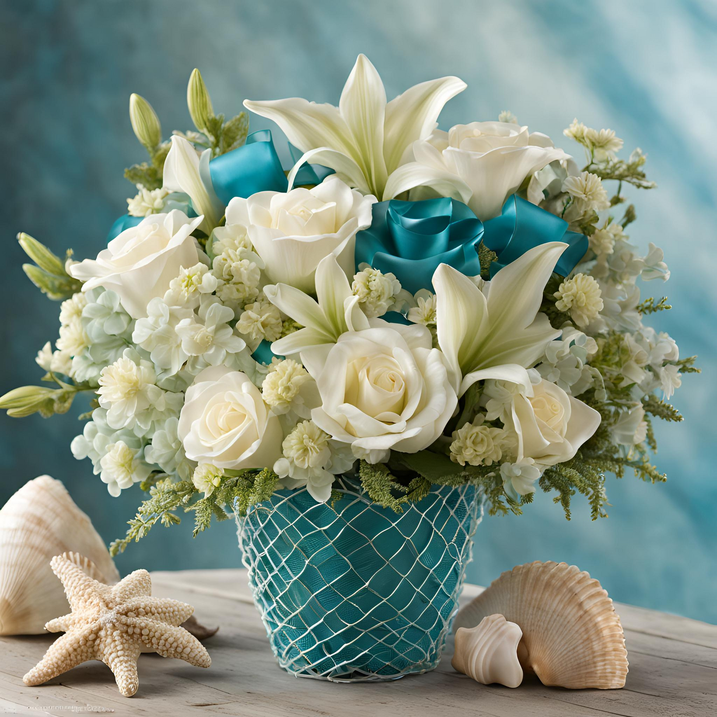 Seaside Moments Fresh Vase of Flower Bouquet