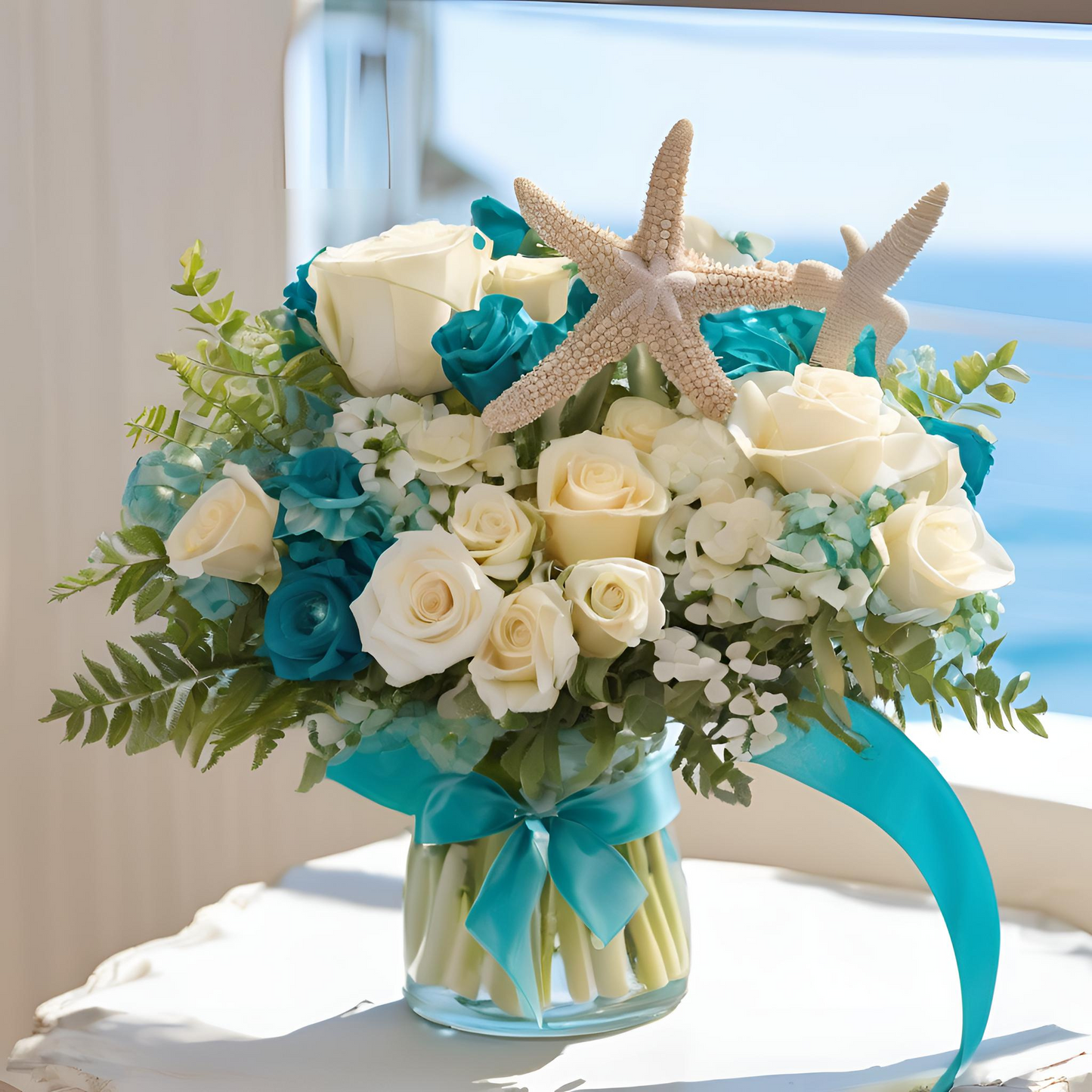 Seaside Moments Fresh Vase of Flower Bouquet